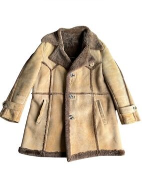 Vintage 70s Jeno de Paris Shearling Ranch Coat Mens 46 Brown Sheepskin Canada